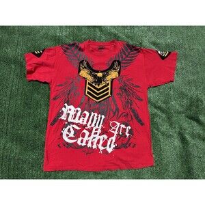 Vintage Y2k Give Me Face GMF Mens Shirt 2XL Red Many Are Chosen Cross Shirt